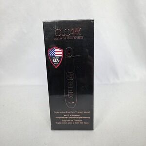 New In Box Full Set GLO24K Triple Action Eye Care Therapy Wand Black/Rose Gold